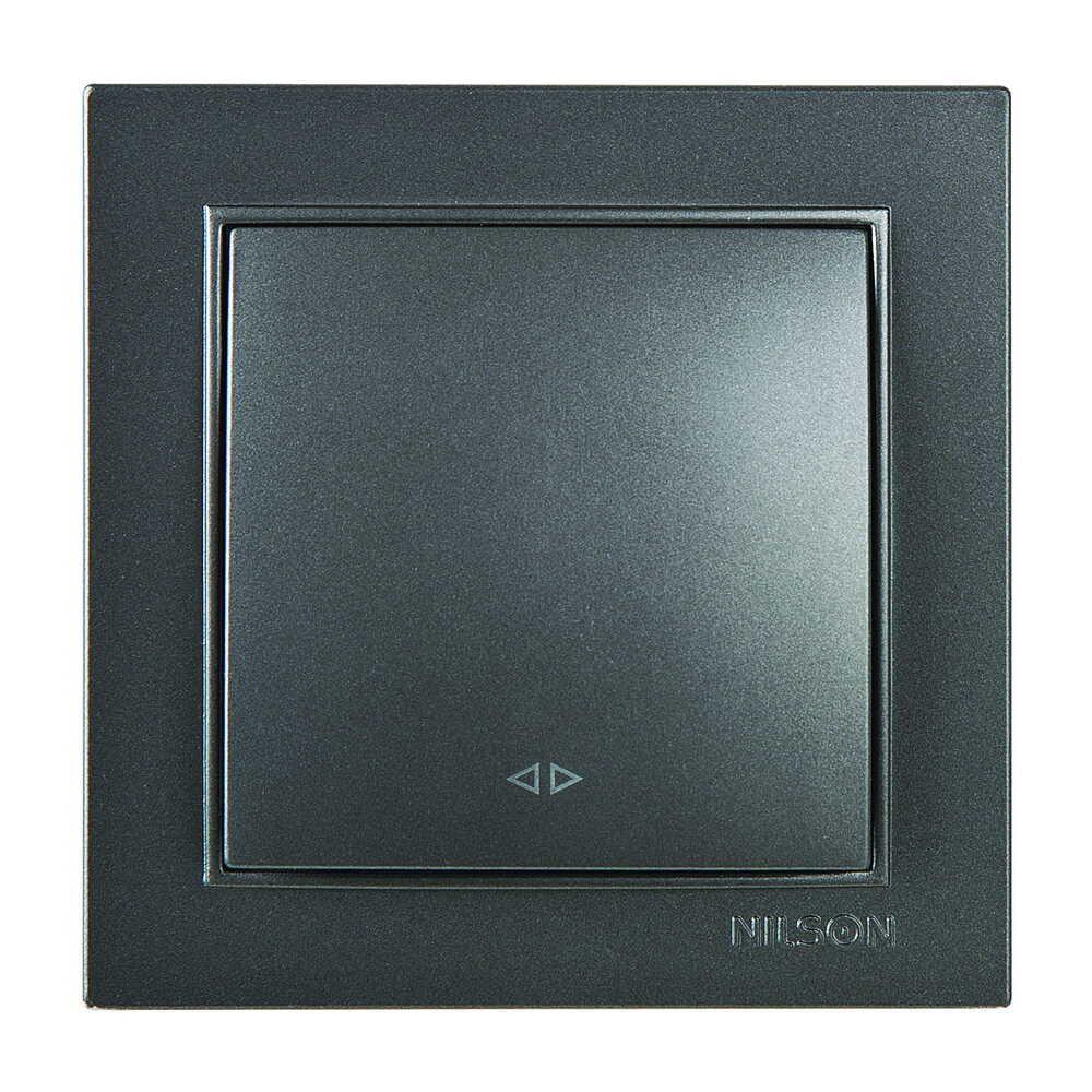 Вимикач одноклавішний Nilson Thor проміжний Антрацит (27161010)