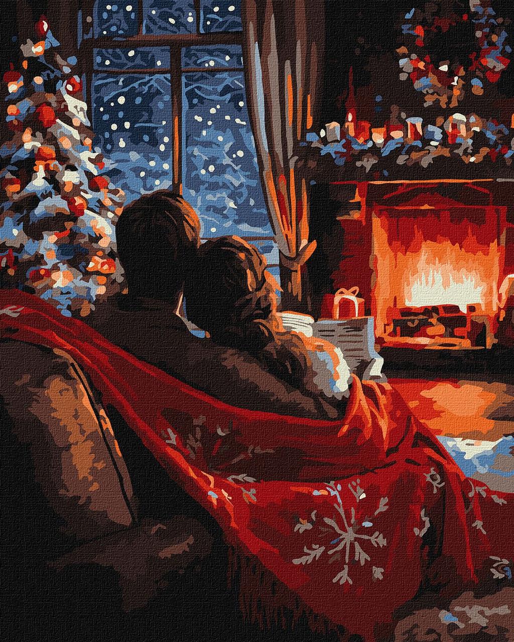 Картина за номерами Ideyka Пара біля каміну 40х50 см (2867221963)