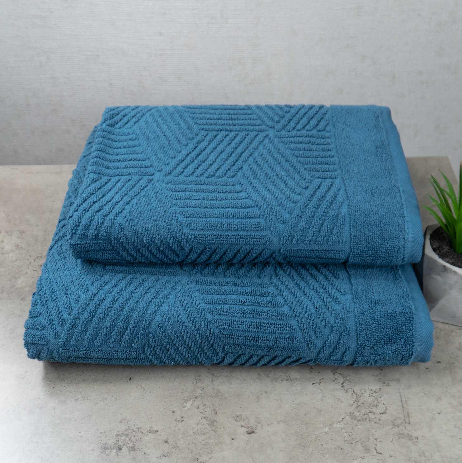 Комплект махровых полотенец GM Textile Уэльс 50х90 см/70х140 см 2 шт. Синий (500-2k-wales-blue)