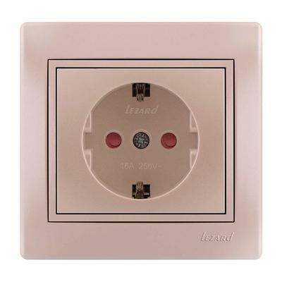 Розетка Mira одинарная с защитой от детей Жемчужно-белый/перламутровый (701-3030-124B)