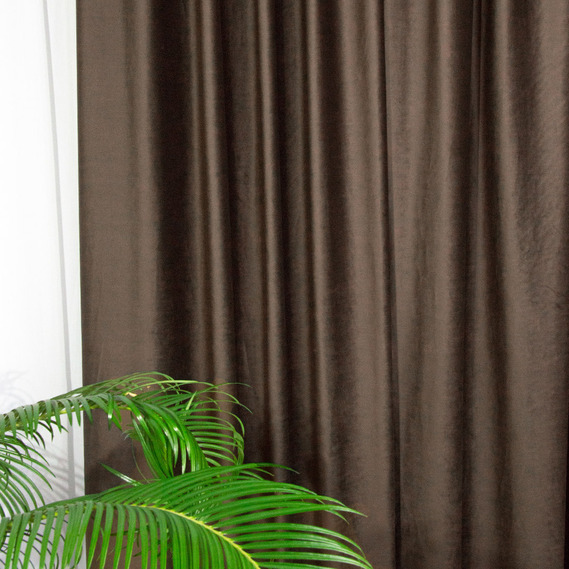 Ткань портьерная IDEIA Бархат V-3 однотонная 2,9 м Черный шоколад (2200003991567)