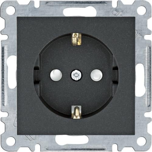 Розетка одинарная Hager с ж/к Lumina 16А/230V Черный (28689810)