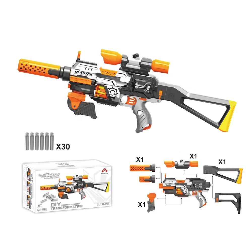 Бластер игровой с мягкими шарами 6 аксессуаров 30 патронов - фото 5 Бластер игровой с мягкими шарами 6 аксессуаров 30 патронов - фото 5