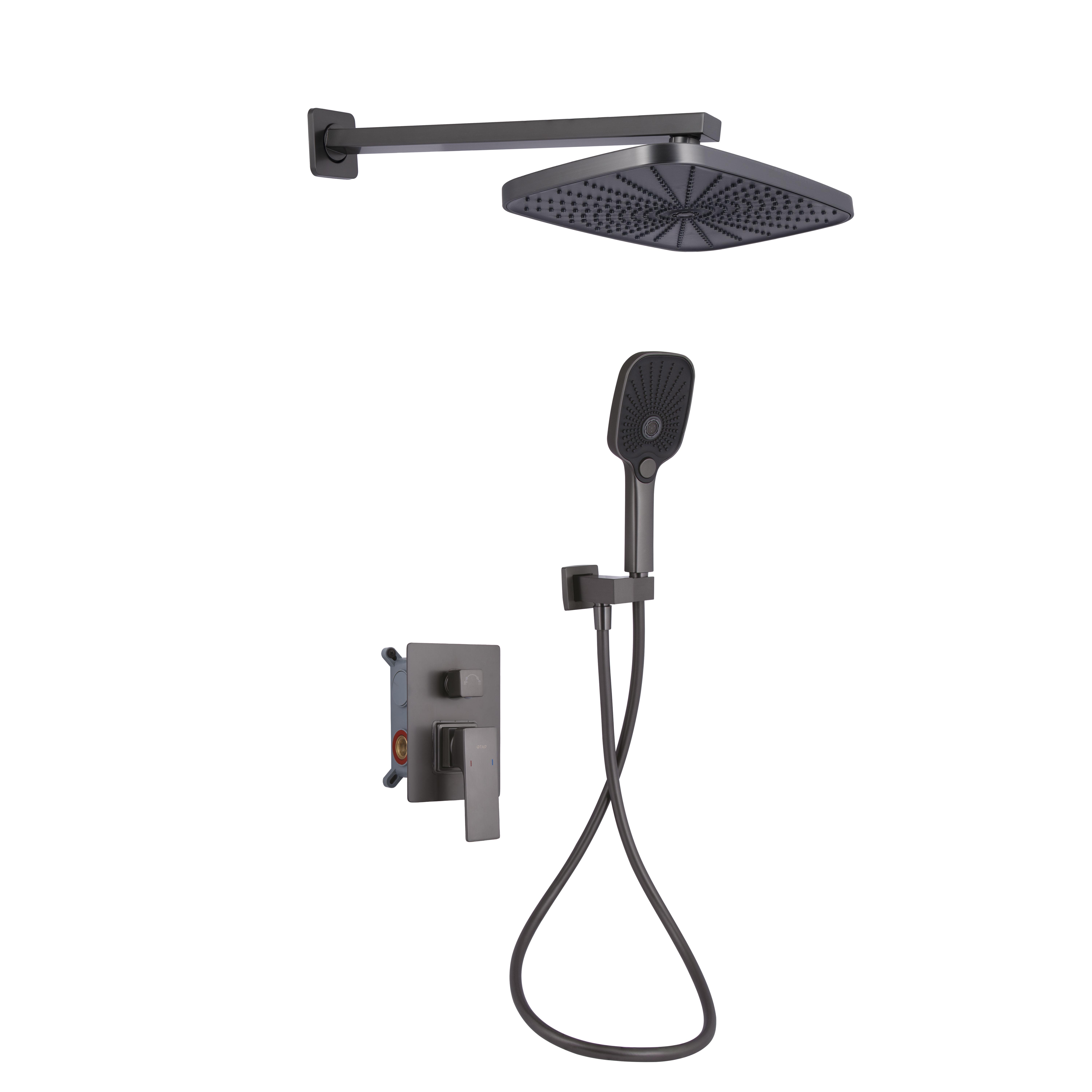 Душевая система для душа Qtap Gemini QTGEM113GMB45698 Gunmetal PVD скрытого монтажа на два потребителя Black (SD00051822)