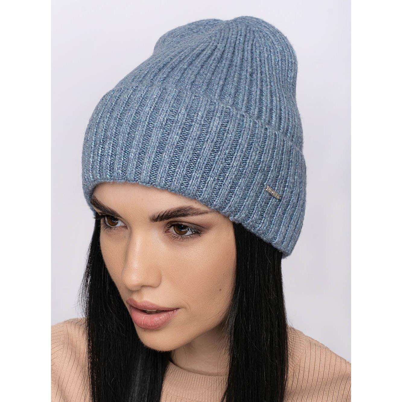 Шапка-колпак женская Leks ЛИНА одинарная из шерсти мерино One size Светлый Джинсовый (154920)