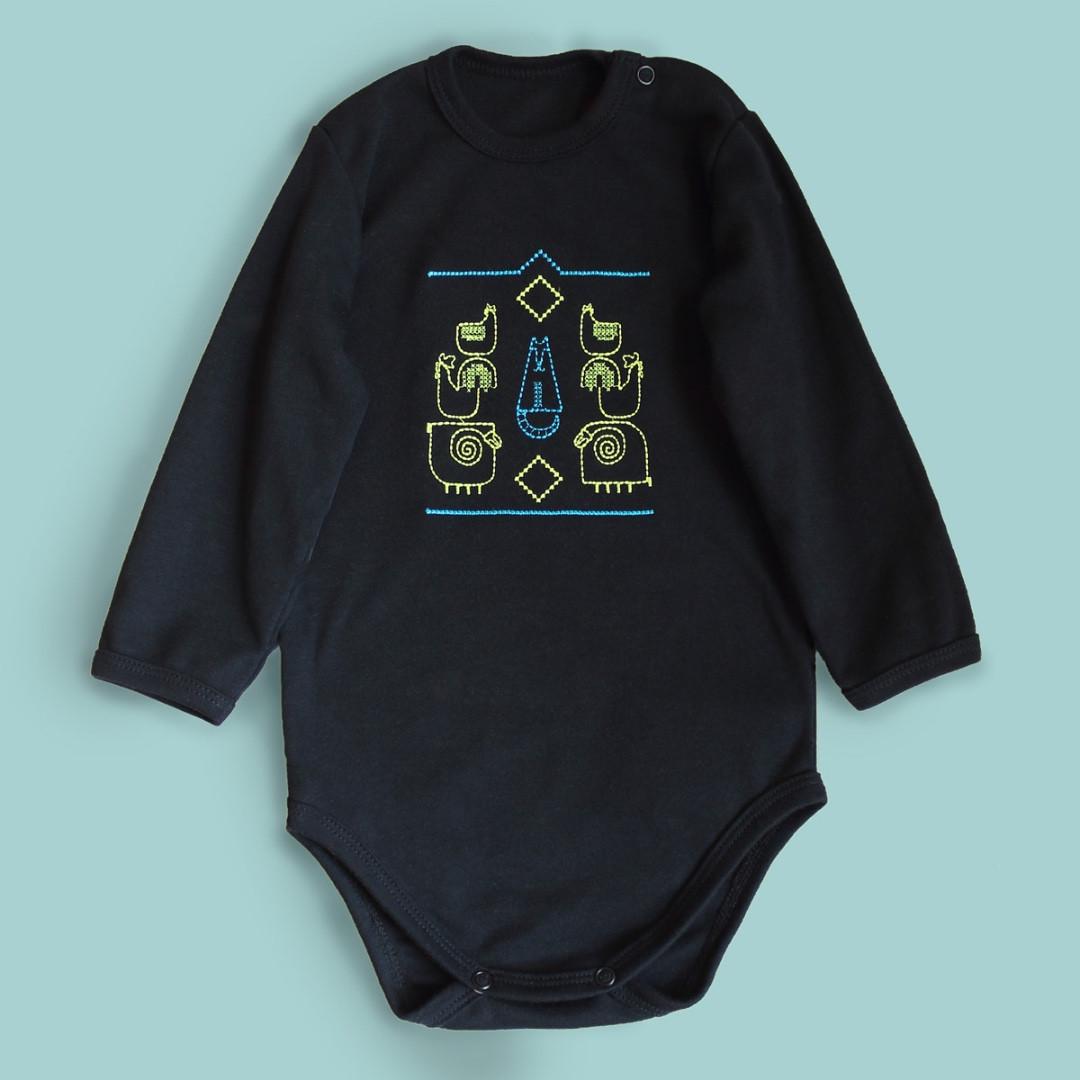 Боди с этнической вышивкой Газденят 80 см 12 мес Черный (2134436982)