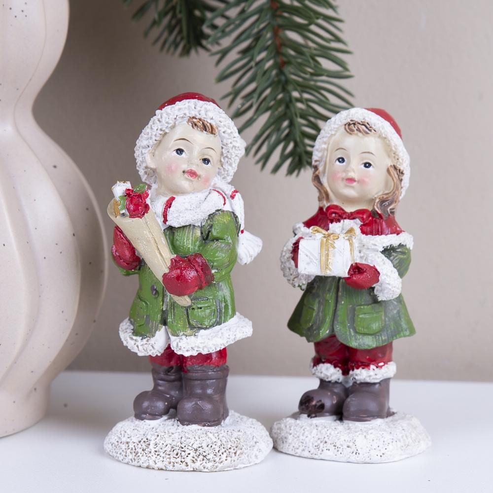 Статуэтка ретро дети с подарками 10 см (7229)