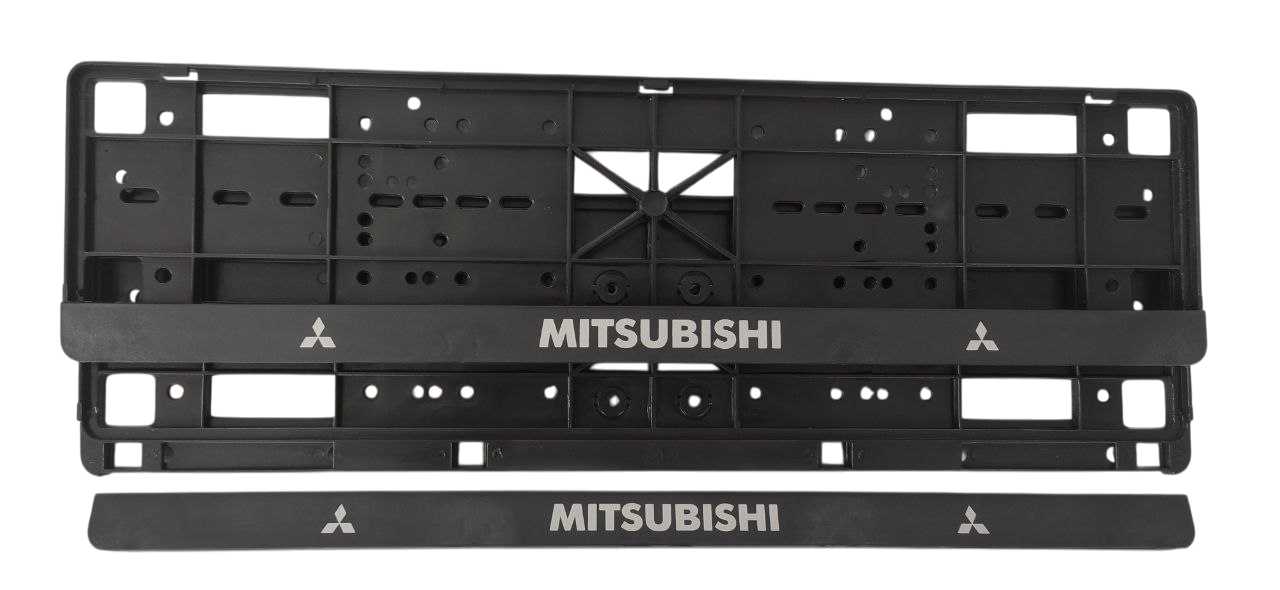 Рамка номерного знака с защелками Книжка с надписью "MITSUBISHI" пара (20608)