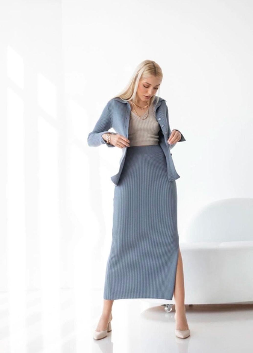 Юбка женская демисезонная Bellise А-1764 S-L трикотажная однотонная Серый (42-46)