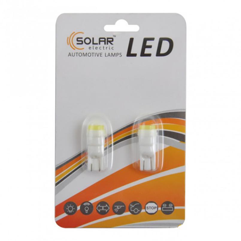 Автолампа LED Solar 12V T10 W2,1x9,5d 1SMD 1W Ceramic white 2 шт. (LC341_B2)
