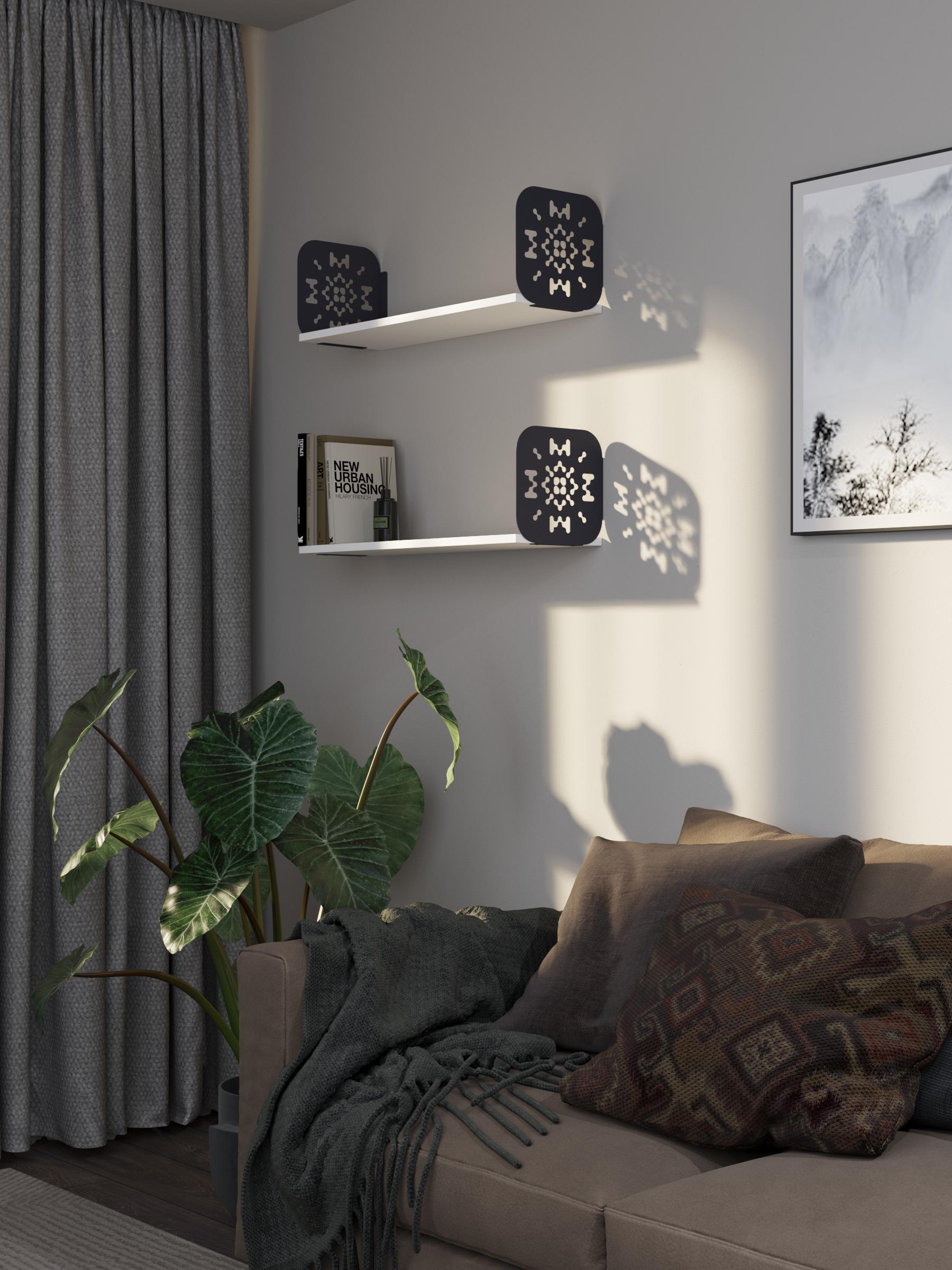 Полка навесная из ЛДСП 22х70х22 см Антрацит/Белый (380982)