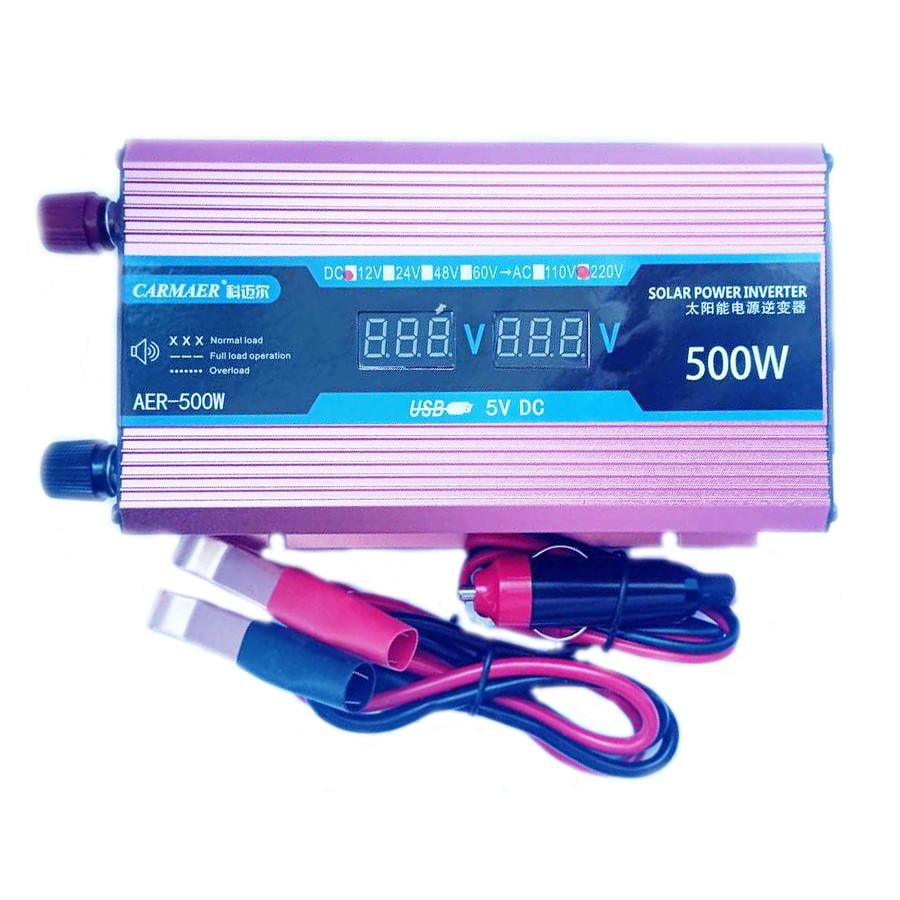 Автомобильный инвертор Carmaer Power Inverter 025 c 12V на 220V 500W модифицированная синусоида Red (11066) - фото 2