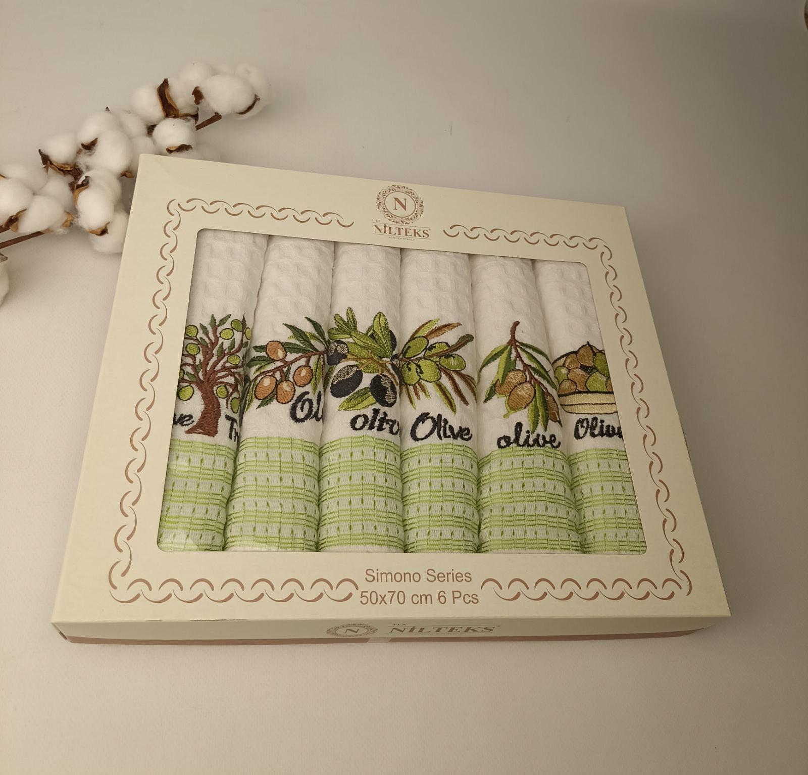 Набір вафельних рушників Nilteks Olive 1 6 шт. (CN37575)