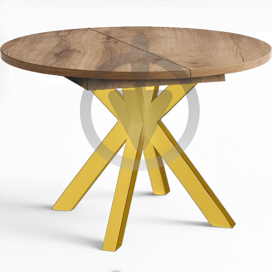 Стол кухонный раскладной RoMax Oscar Slide Loft 90x75/130x75 см Дуб Крафт Золотой/Золотой