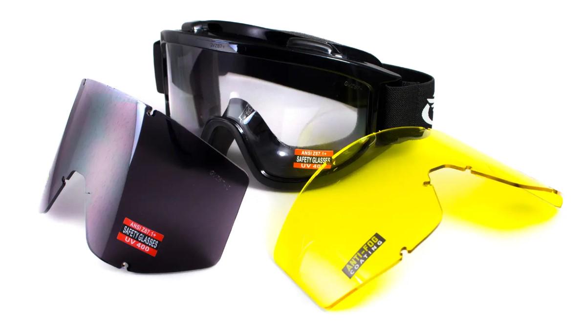 Окуляри захисні Global Vision Wind-Shield 3 lens KIT Anti-Fog із змінними лінзами
