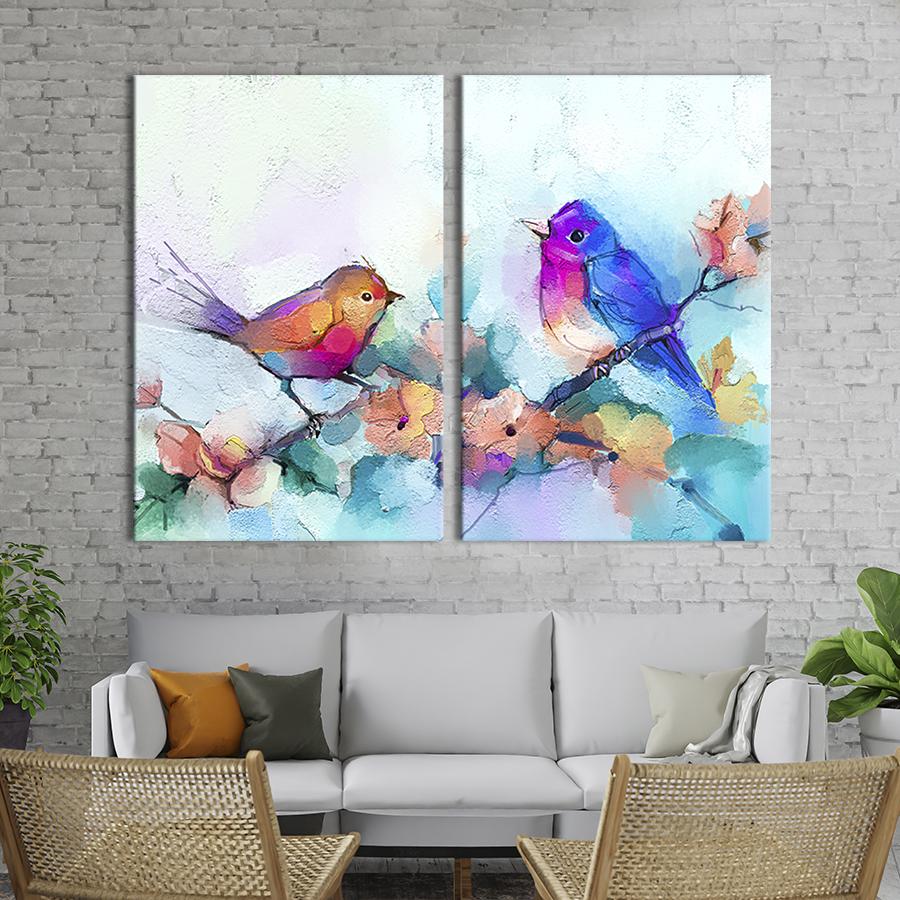 Модульная картина на холсте Диптих Яркие маленькие птички 165x122 см (199-2)