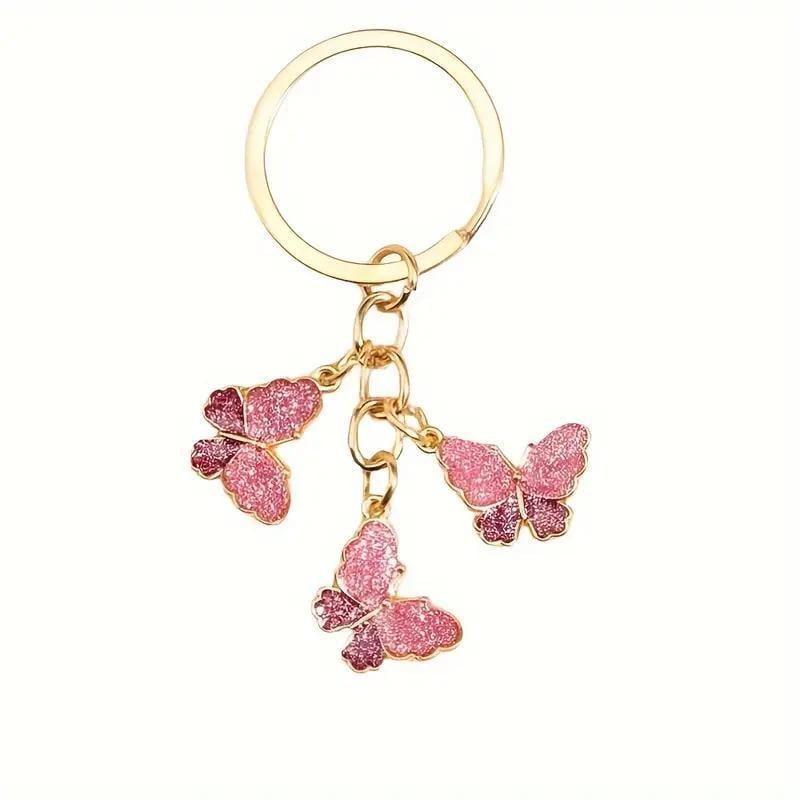 Брелок Бабочки с тремя подвесками Розовый (27086294)