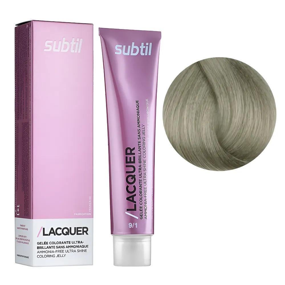 Краска гелевая безаммиачная для волос Subtil Lacquer 9.1 Очень светлый блондин пепельный 60 мл