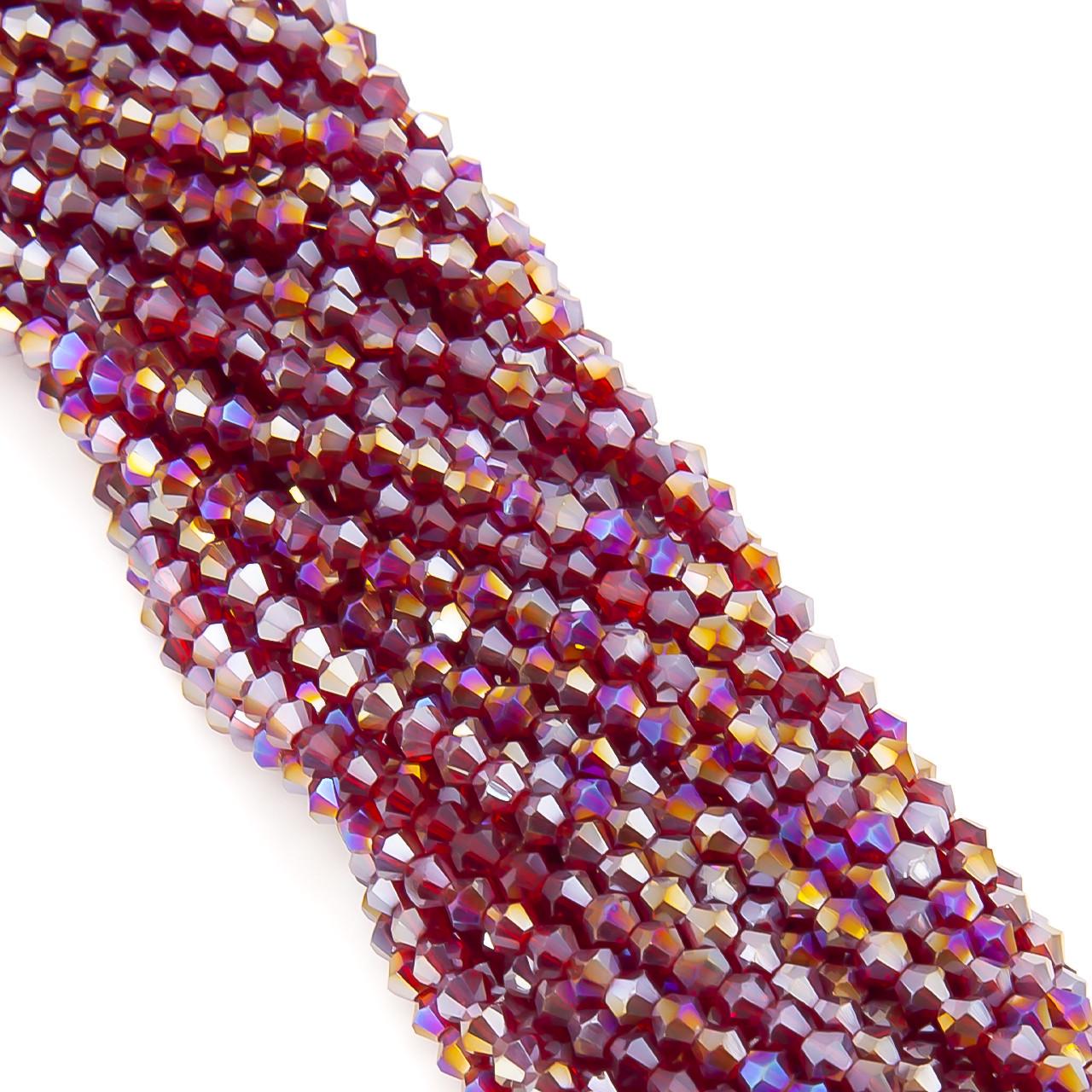 Намистини кришталеві Біконус АВ 2,3х3 мм 160 шт. Червоний (БІ0002к57)