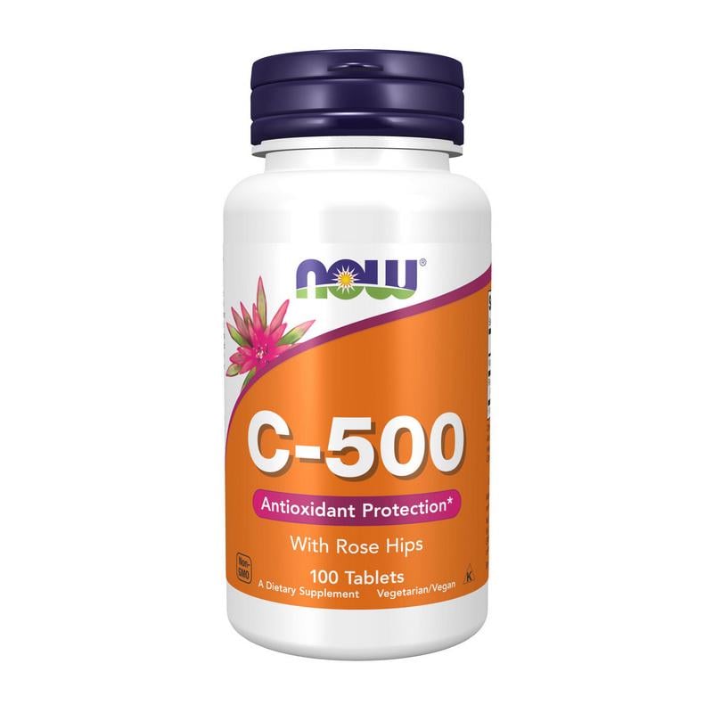 Витамин C с шиповником NOW C-500 with Rose Hips 100 табл.
