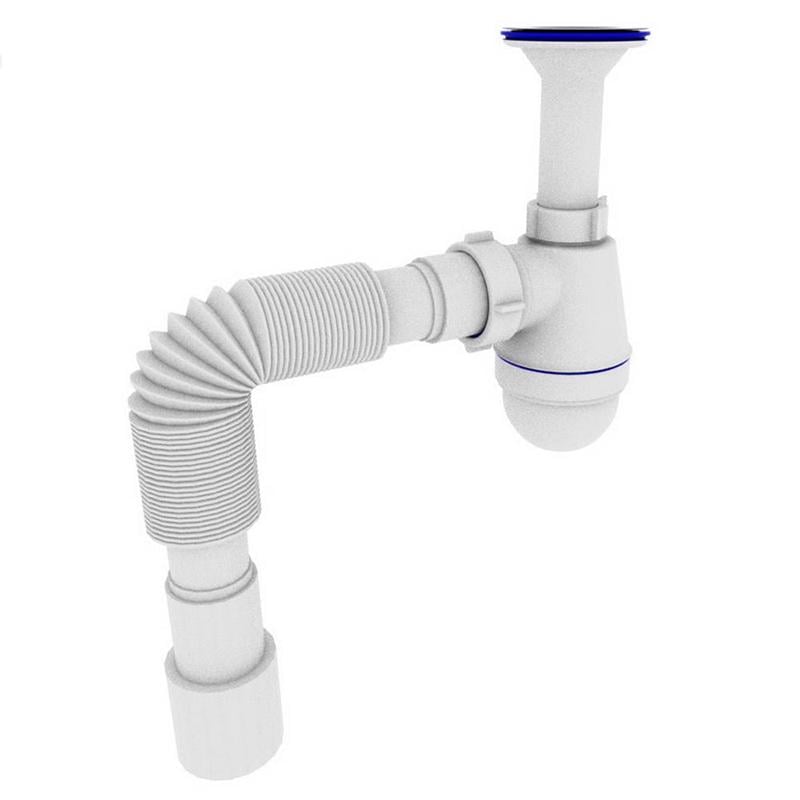 Сифон для раковины Zerix SU-01 ZX4947 1 1/4" впуск Белый (172880)