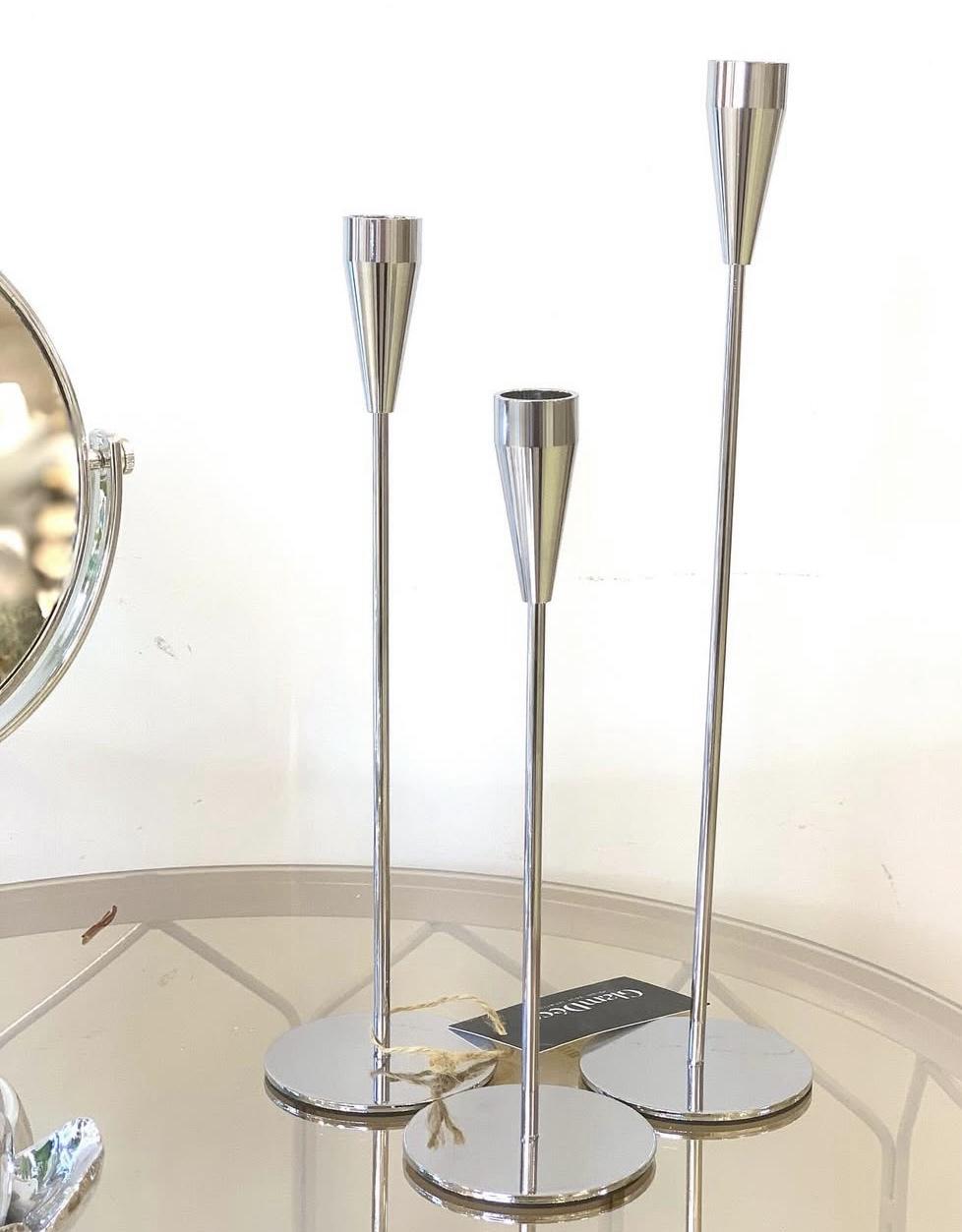 Набор металлических подсвечников Ореол 3 шт. 32х27х22 см Серебряный (90813) - фото 3