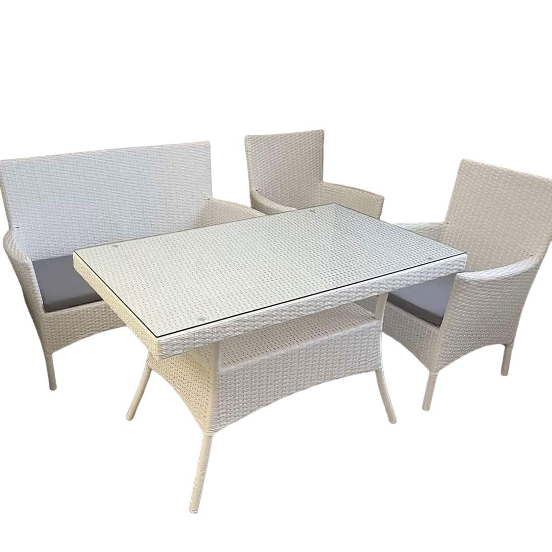 Комплект мебели для сада Woody диван/2 кресла/стол прямоугольный Белый/Светло-серый (44081)