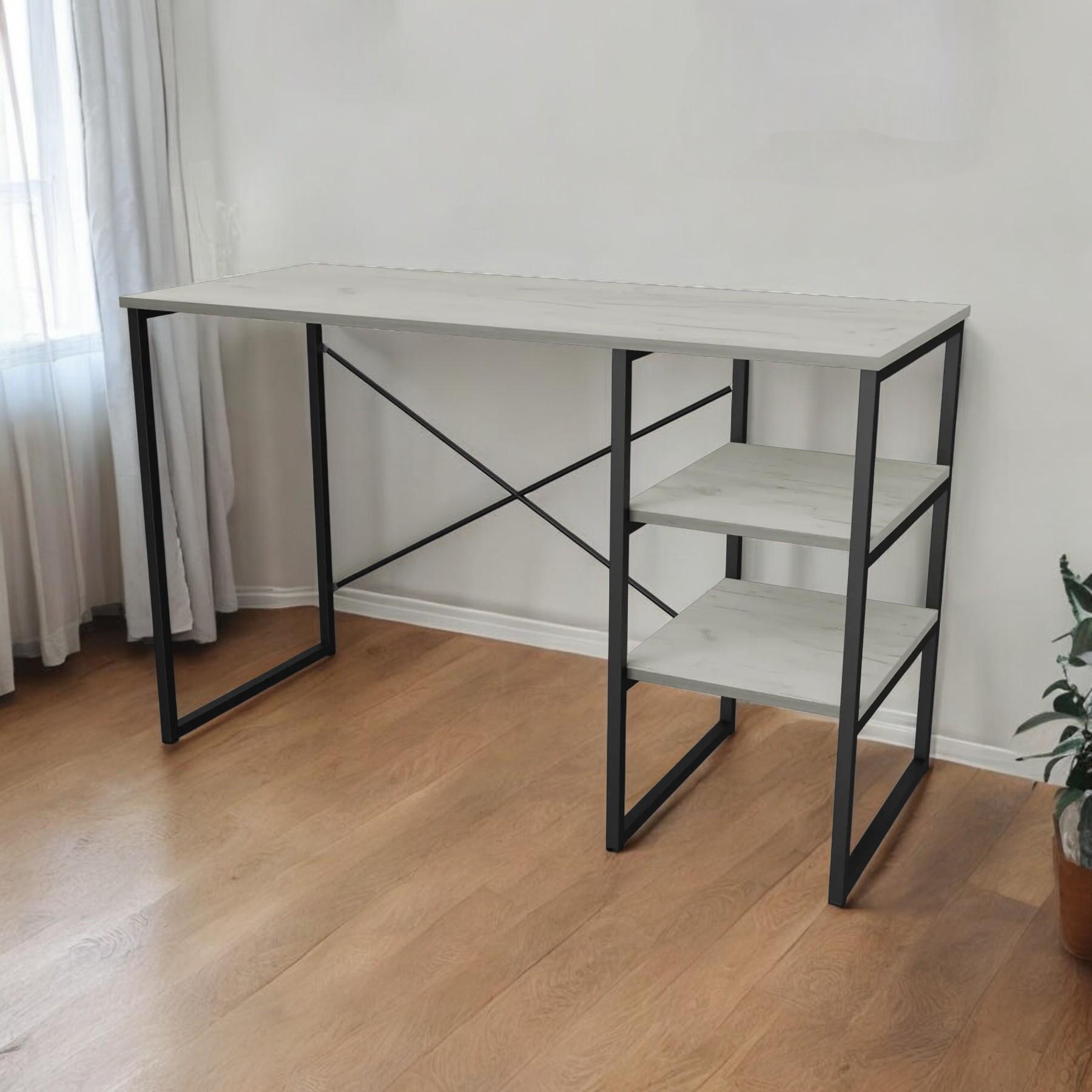 Стіл письмовий Tobi Sho VARN комп'ютерний з металевими опорами 1180х540х750 мм Дуб Крафт Білий/Чорний