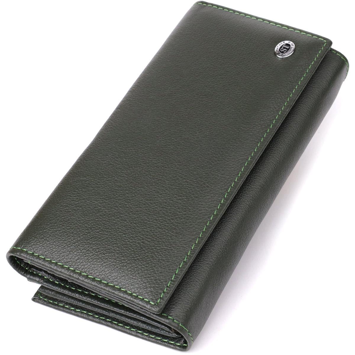 Кошелек женский ST Leather 23115 на магнитах из натуральной кожи Зеленый (168-136-23115) Кошелек женский ST Leather 23115 на магнитах из натуральной кожи Зеленый (168-136-23115)