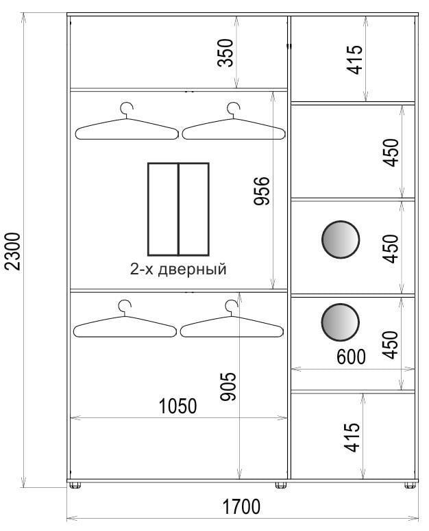 Шкаф-купе Luхe 2 двери ДСП/Пескоструй рисунок 53 CLS-IV 1700х2300х450 мм Венге (29921) - фото 4