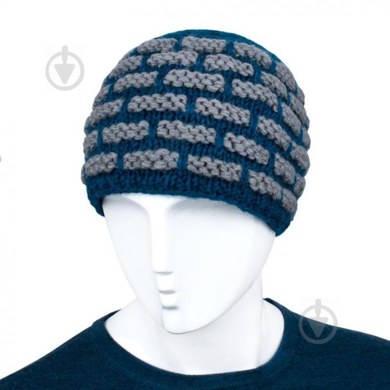 Шапка Kathmandu Тала Ручная работа 100% шерсть яка М 57-58 Сине-серый + Светло-серый (25566)