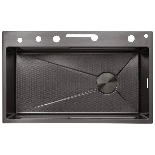 Мойка кухонная Kroner KRP PVD Schwarze SET7546ARTHM (2667608039)