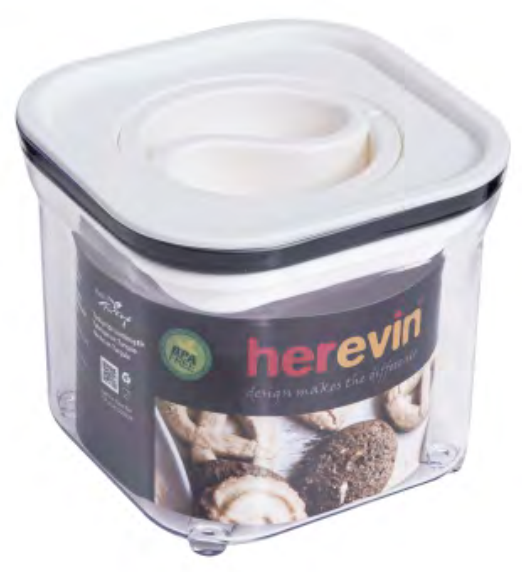 Контейнер вакуумний пластиковий Herevin Canister-Vacuum Lid-White 10,7x10,7x9,6 см 0,7 л (161213-004)