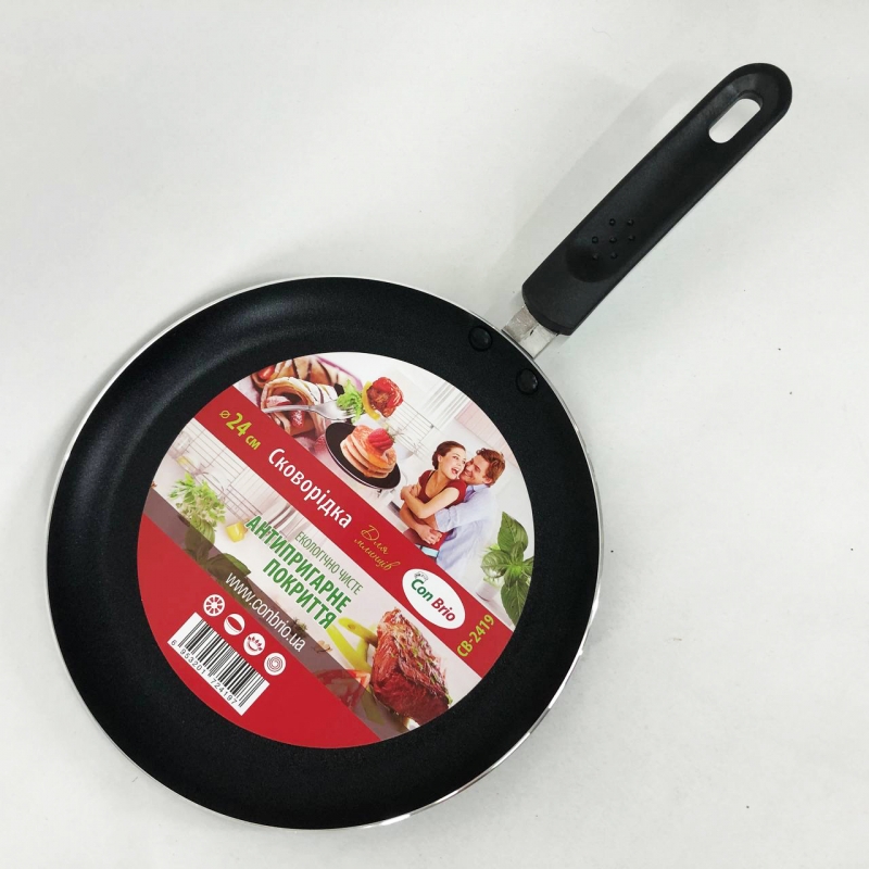Сковорода Con Brio CB-2419 для млинців антипригарне покриття 24 см (tf5162) - фото 2 Сковорода Con Brio CB-2419 для млинців антипригарне покриття 24 см (tf5162) - фото 2