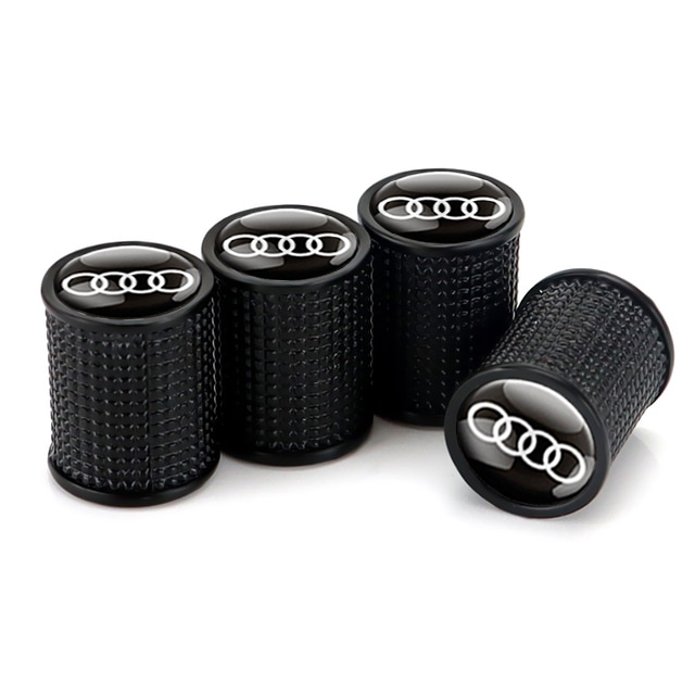 Набір ковпачків на ніпель SUNROZ Caps для автомобіля Audi Lux метал 4 шт. Black (A67535)