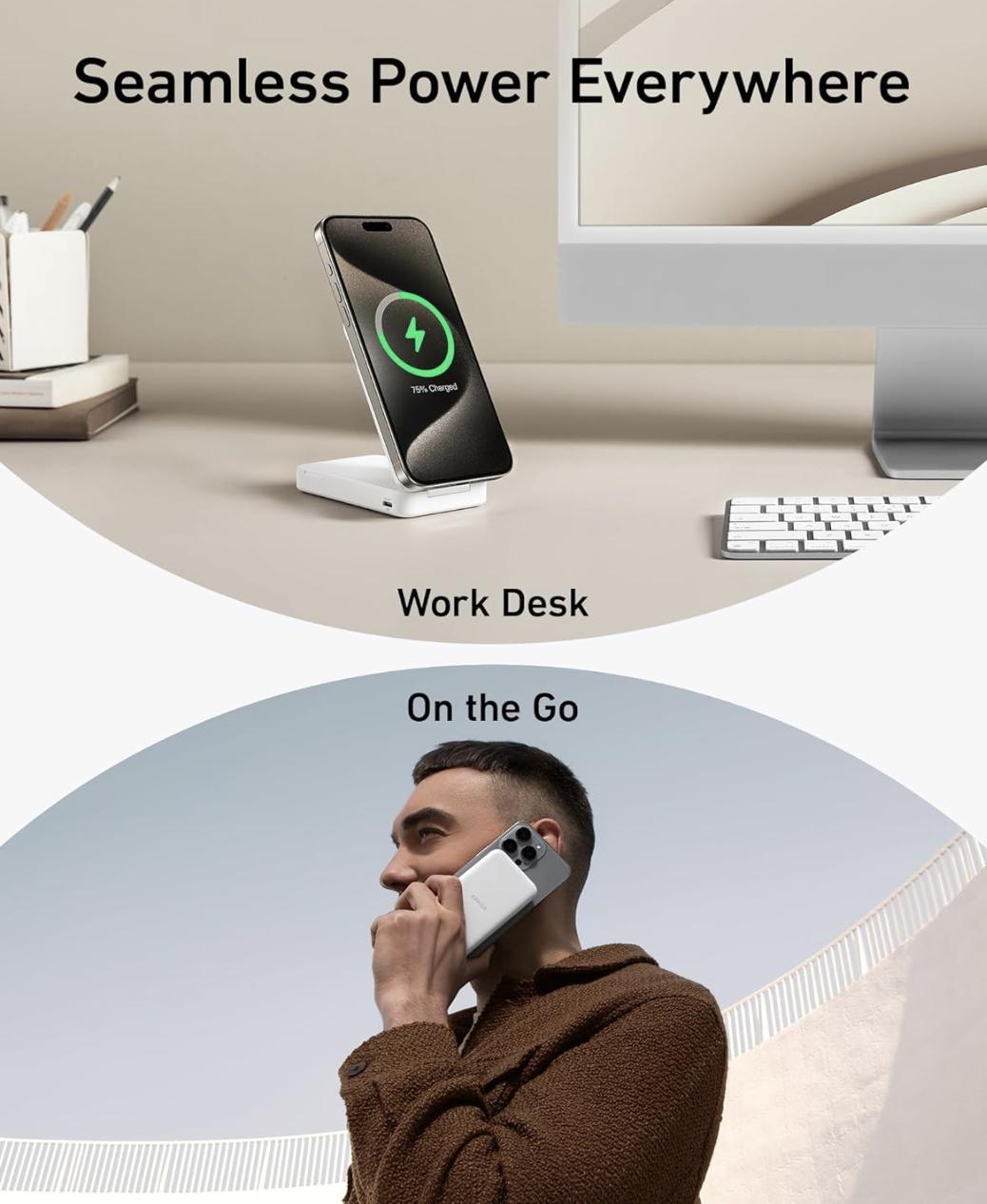 Повербанк Anker MagGo 6600 mAh 15W QI2 White (2117169742) - фото 6 Повербанк Anker MagGo 6600 mAh 15W QI2 White (2117169742) - фото 6