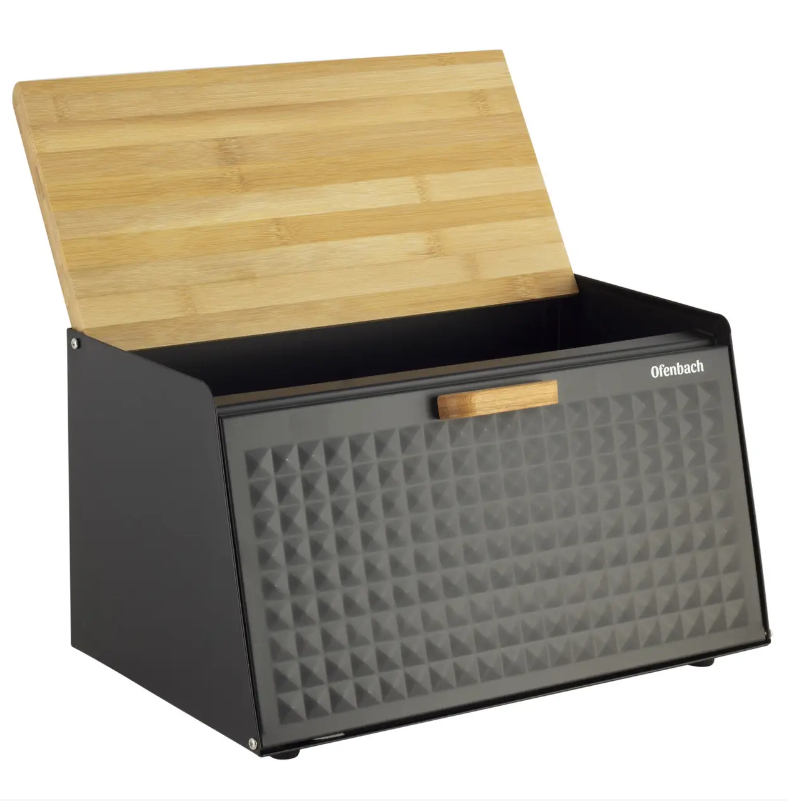 Хлібниця Ofenbach KM-100805 35,5х21,5х19,5 см нержавіюча сталь/бамбук Чорний (NA002465)