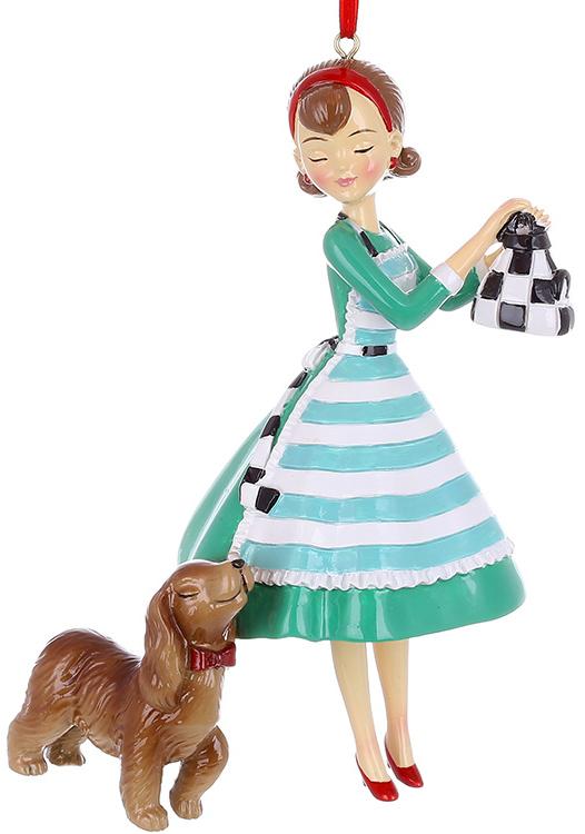 Фигурка декоративная подвесная Девочка со Спаниелем 10х15 см