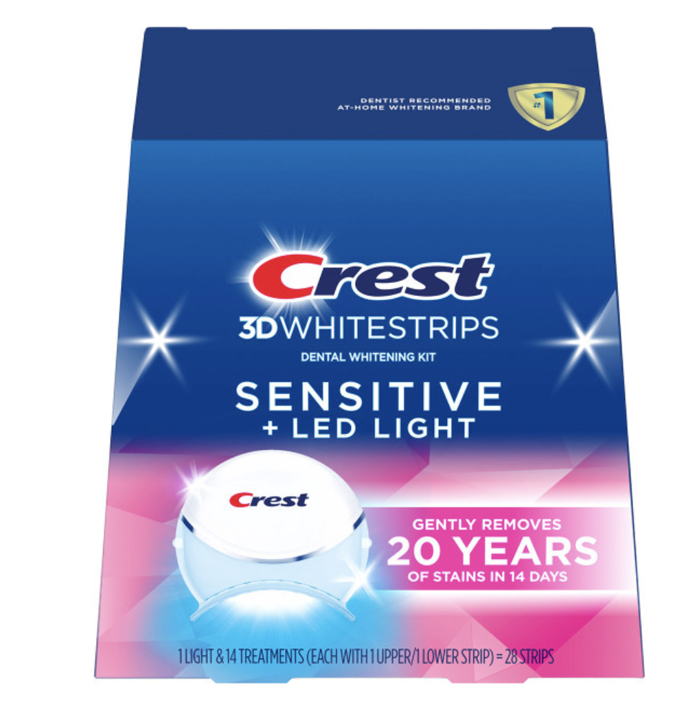 Відбілюючі смужки для чутливих зубів Crest 3D Whitestrips Sensitive та LED Light Whitening Kit 14 пар (20631389)