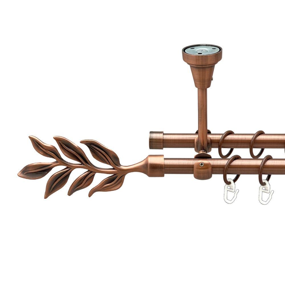 Карниз Orvit Лавр металевий дворядний відкритий до стелі гладка труба кільце металеве 16/16 мм 200 см Мідь (00-00020129)