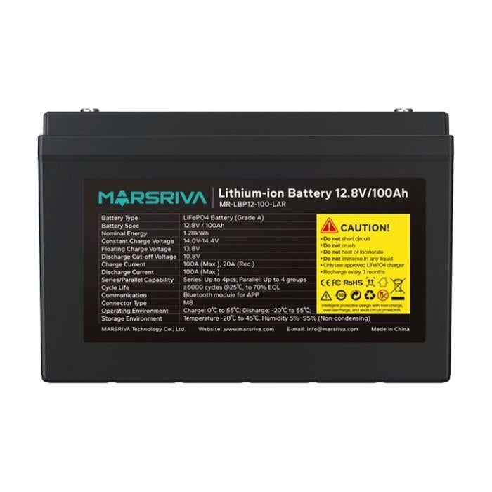 Батарея акумуляторна Marsriva LiFePO4 12.8V/100Ah 1.28kWh (MR-LBP12-100-LAR)