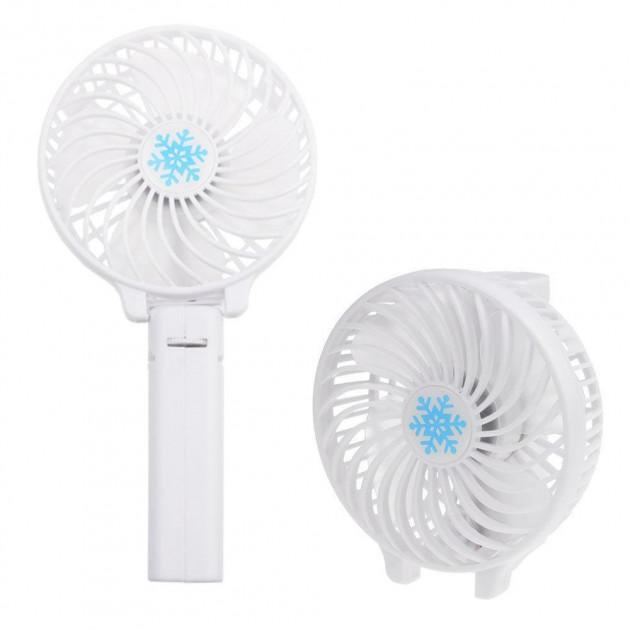 Портативный вентилятор Handy Mini Fan с ручкой и фонарем 10 см Белый - фото 2