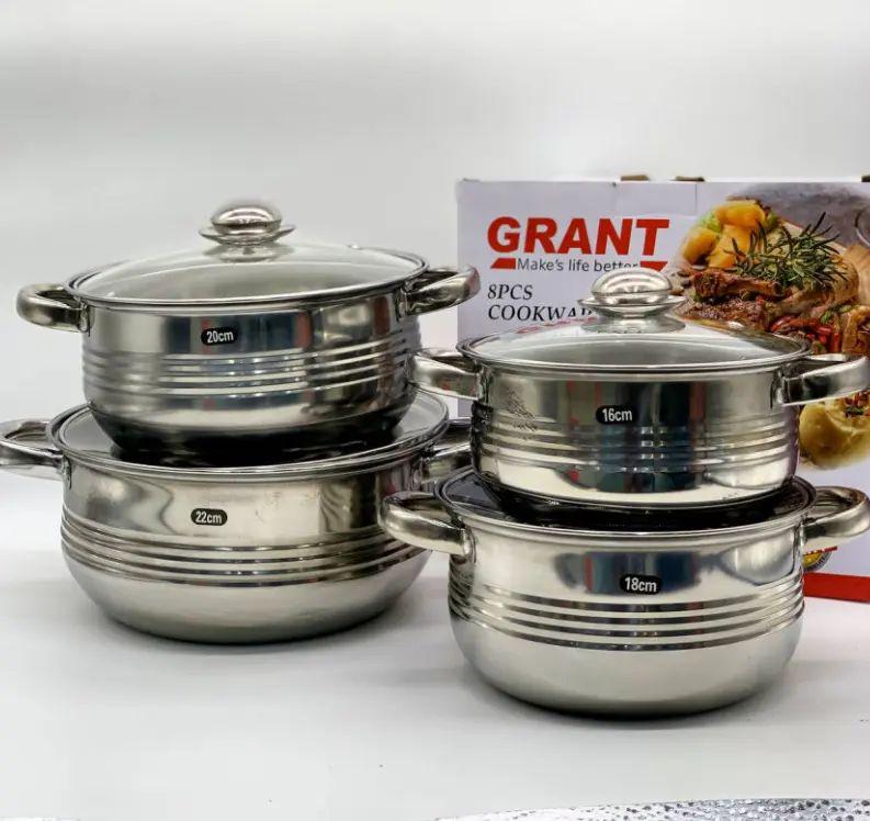 Набор кастрюль с крышками Unique UN-7020 нержавеющая сталь 8 пр. (30547345)