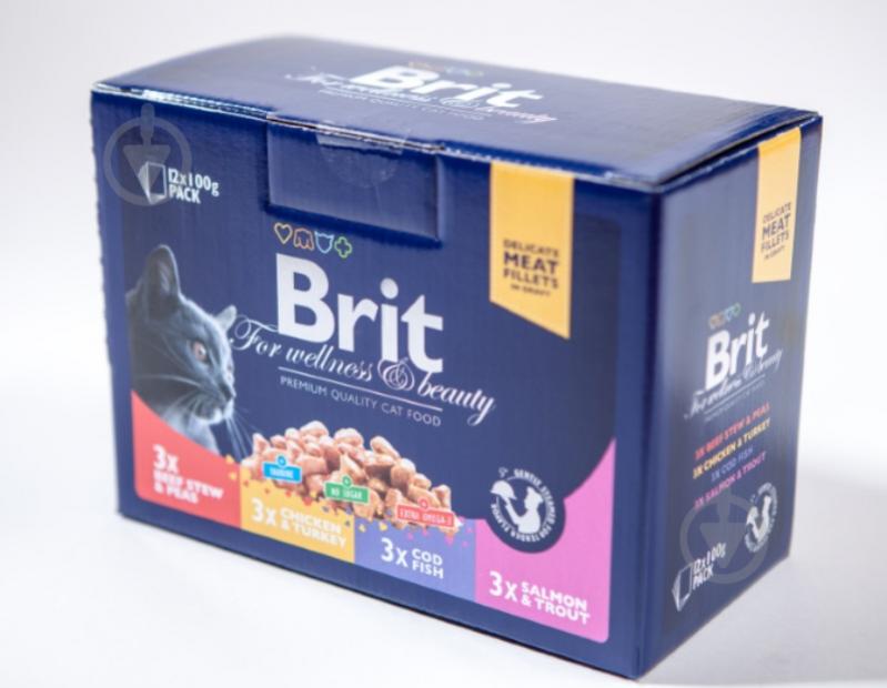 Консервы Brit Premium Cat pouch 1200 г семейная тарелка ассорти 4 вкуса