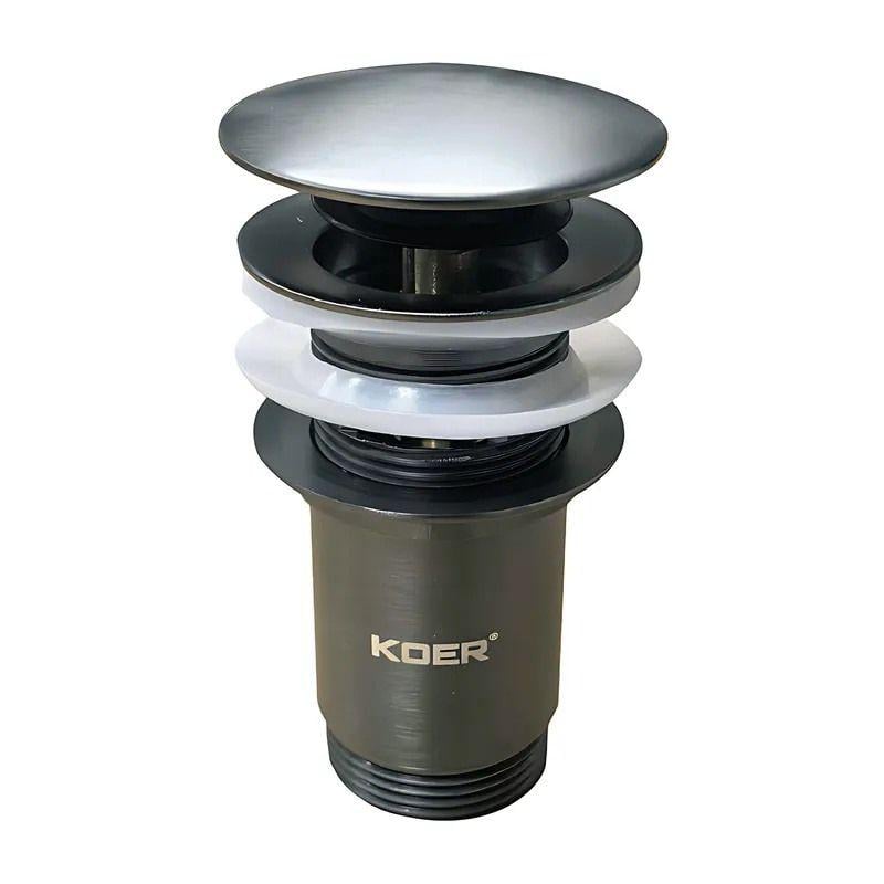 Клапан донный KOER PW-07-07 Click-Clack 1 1/4" для умывальника Графит брашированный (KR6483)