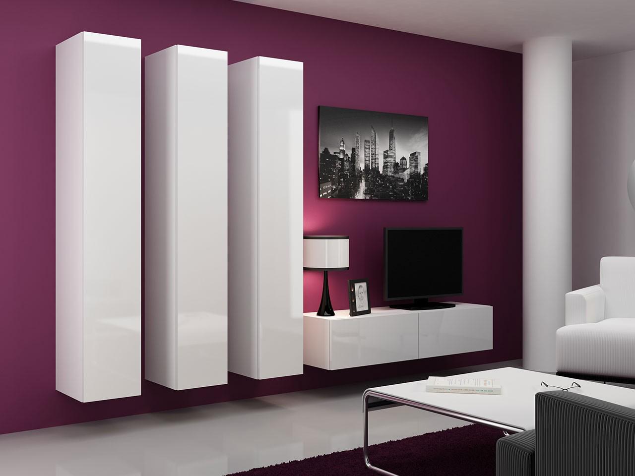 Стенка в гостиную комплект Сama Vigo 14 из ламинированной ДСП Белый матовый/Белый глянец (21590) - фото 3 Стенка в гостиную комплект Сama Vigo 14 из ламинированной ДСП Белый матовый/Белый глянец (21590) - фото 3