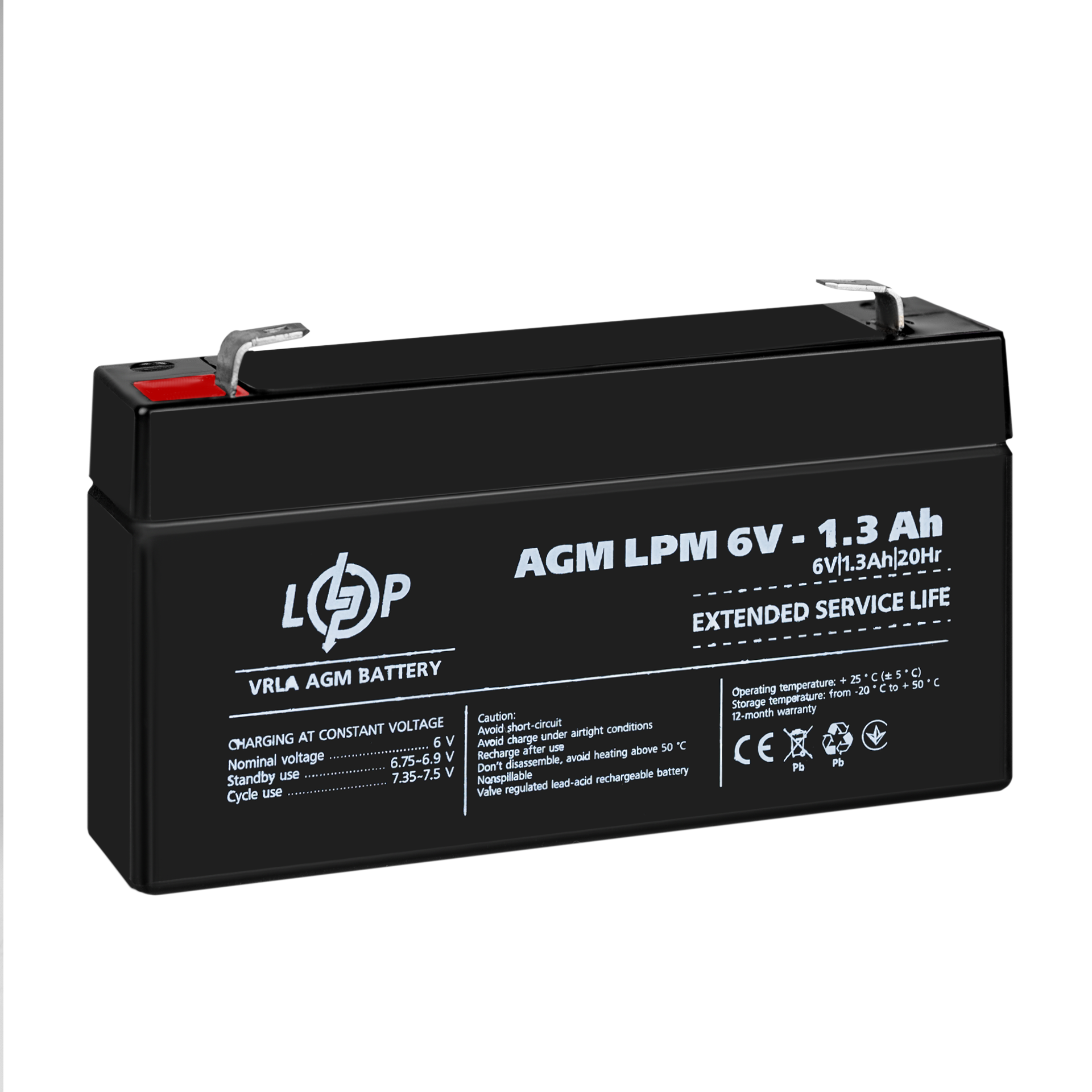 Аккумулятор AGM LPM 6V-1,3 Ah (4157) - фото 4