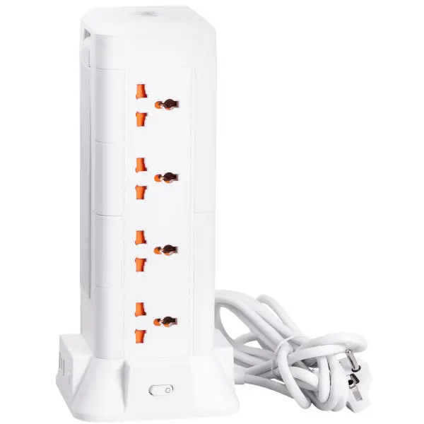 Фильтр-удлинитель сетевой TOWER 12 розеток LED-лампа 3USB+1PD 2,8 м Белый (HP-5-9MF) - фото 5