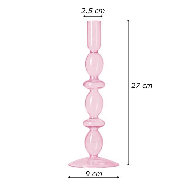 Підсвічник святковий Remy-Decor Молді скляний для тонкої свічки 27 см Рожевий - фото 2