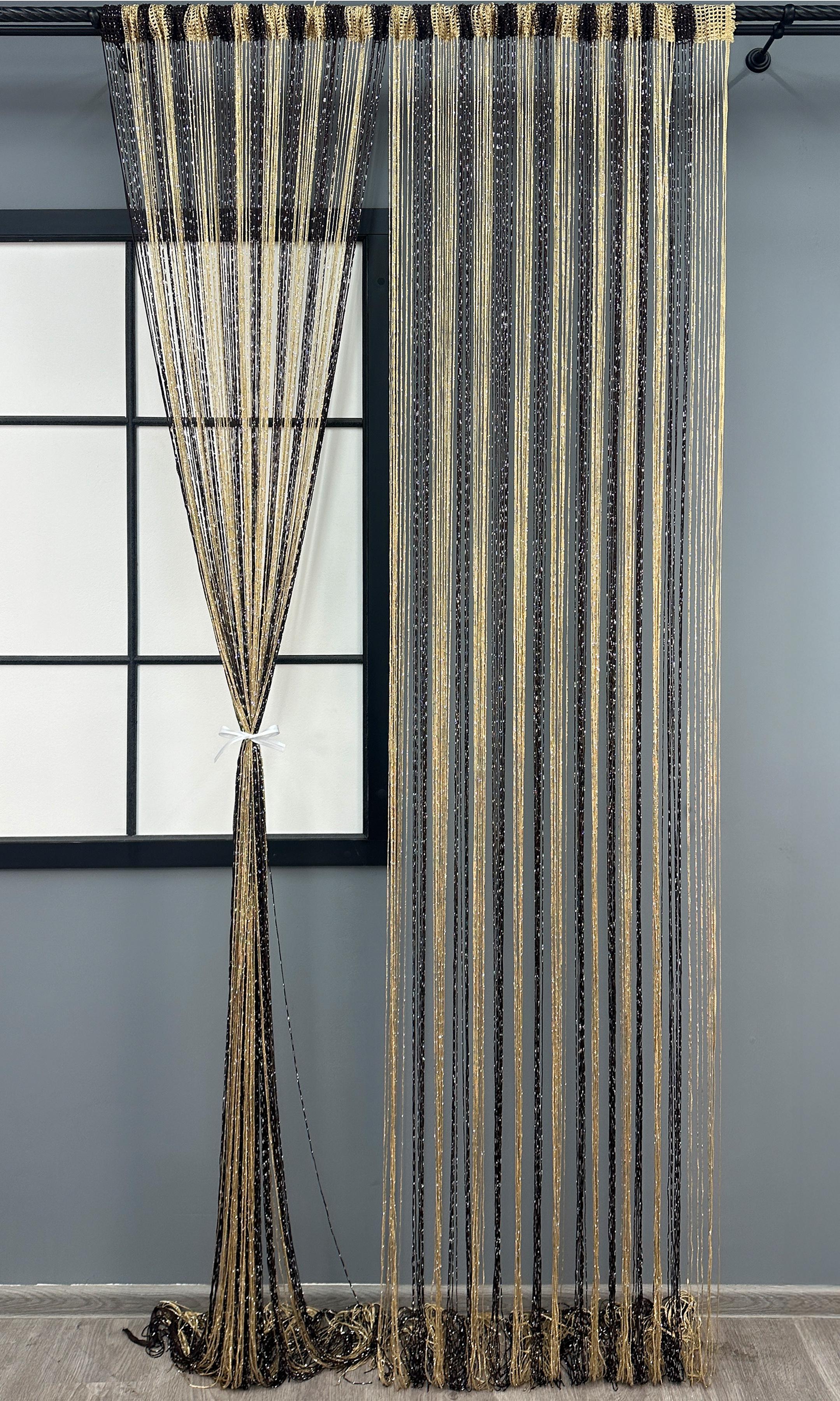 Шторы-нити с люрексом 300х300 см Венге/Бежевый (61-104) - фото 1